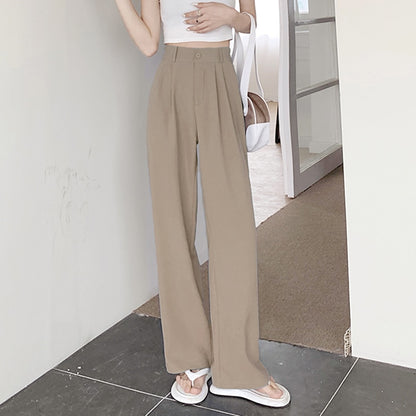 Women's Solid Color Loose Straight Wide Leg High Waist Pants (6 Colors)