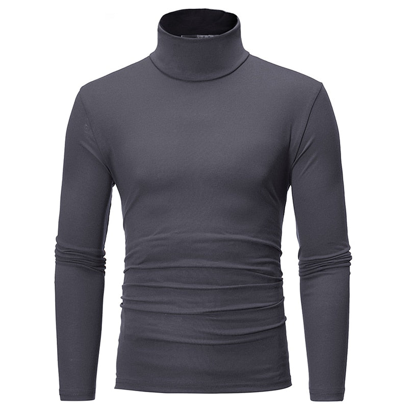 Men's Casual Slim Fit Basic Turtleneck High Collar & Round Neck Pullover (15 Options)