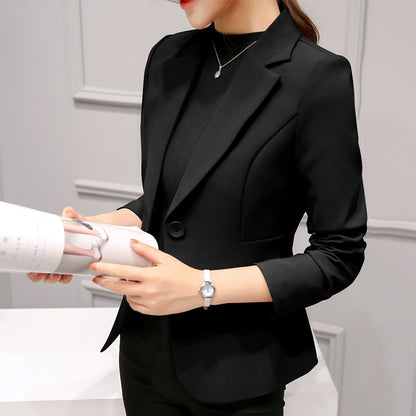 Women's Formal Single Button Notched Slim Pocket Blazer (10 Colors)