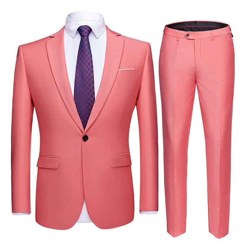 Men's 1 Button 2 pc (Jacket+Pant) Poly Viscose Business Dress Suit - Collection 2 (8 Colors)