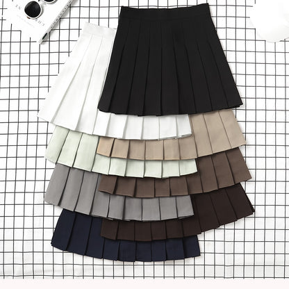 Women's Solid High Waist Mini Pleated School Girl Skirts (8 Colors)