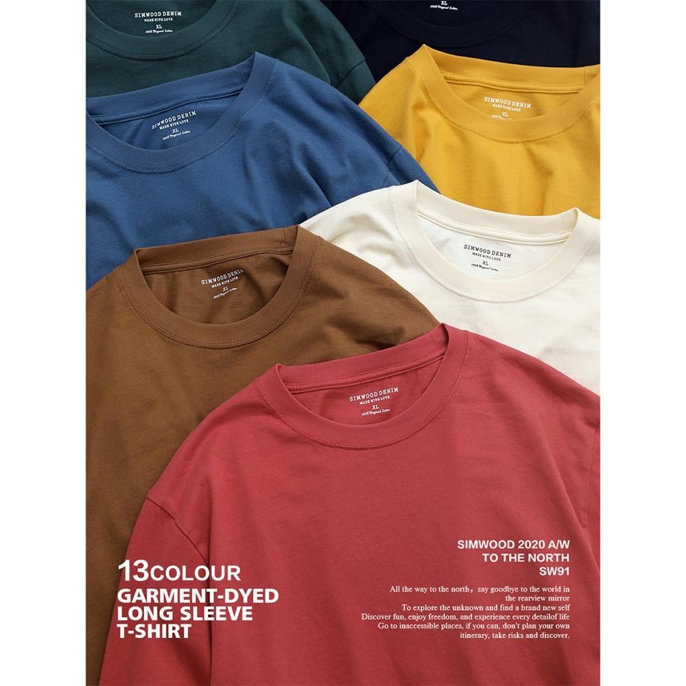 Men's Solid Color 100% Cotton O-neck Long Sleeve High Quality T-shirt (4 Colors)