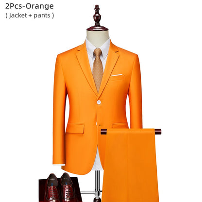 Men's 2 piece slim solid color business office suit (Jacket+Pant) - Collection 1 (7 Colors)