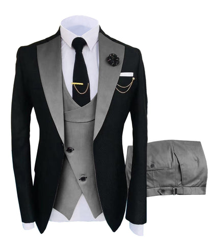 Men's Luxury Party Groomsmen Regular Fit Tuxedo 3 Peice Set Jacket+Trousers+Vest - Collection 2 (7 Colors)