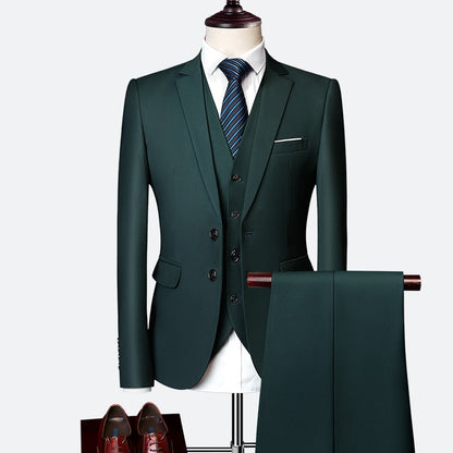 Men's 3 piece slim solid color business office suit (Jacket+Pant+Vest) - Collection 2 (7 Colors)