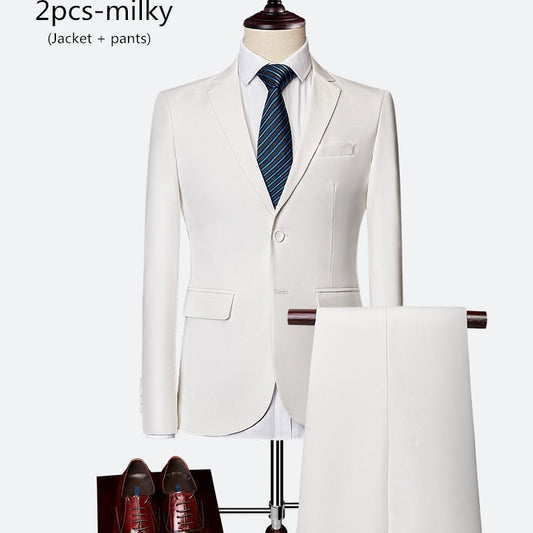 Men's 2 piece slim solid color business office suit (Jacket+Pant) - Collection 2 (7 Colors)