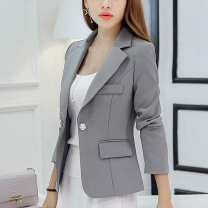 Women's Formal Single Button Notched Slim Pocket Blazer (10 Colors)