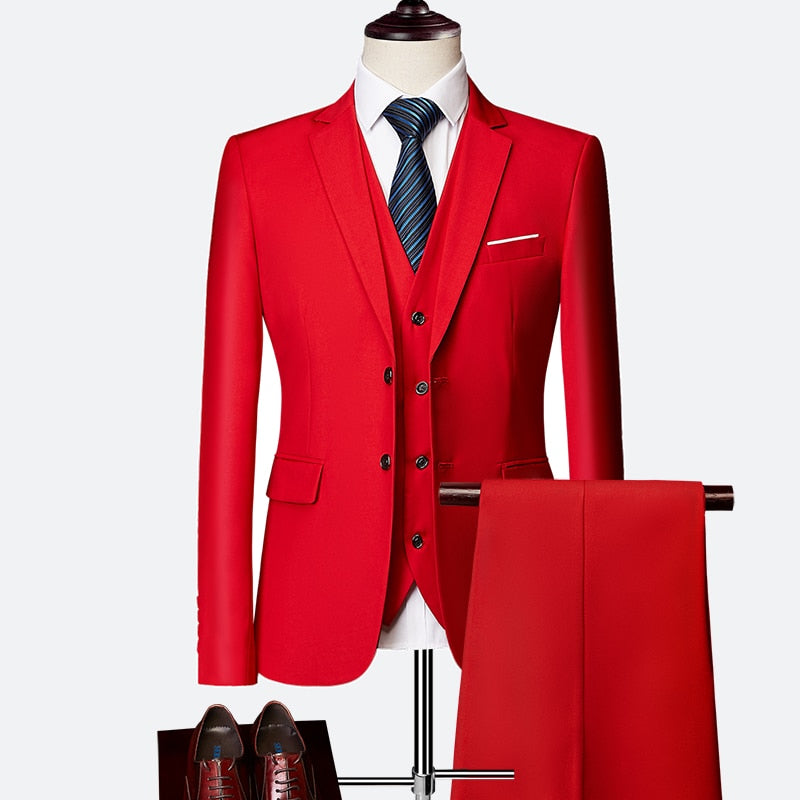 Men's 2 piece slim solid color business office suit (Jacket+Pant) - Collection 2 (7 Colors)