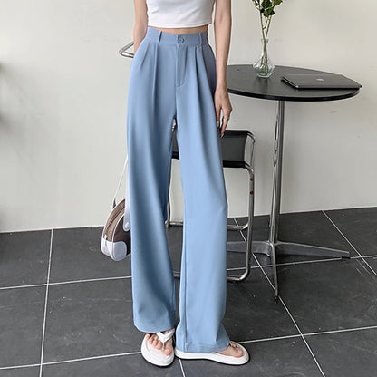 Women's Solid Color Loose Straight Wide Leg High Waist Pants (6 Colors)