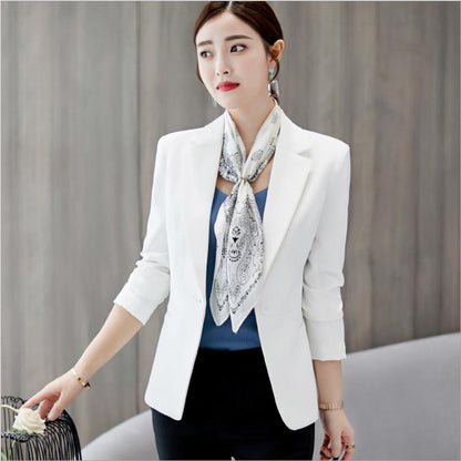 Women's Formal Single Button Notched Slim Pocket Blazer (10 Colors)