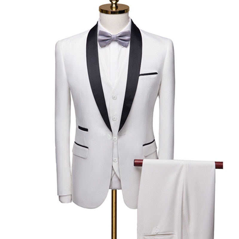 Men's 3 PC (Jacket+Pant+Vest) Polyester Viscose Wedding Party Tuxedo (9 Colors)