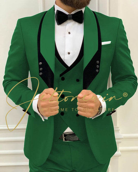 Men's Fashion Wedding Slim Fit 3 Piece Groom Tuxedo Suit - Collection 2 (8 colors)