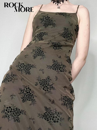 Women's Vintage Print Mesh Party Long Maxi Dress (2 Colors)