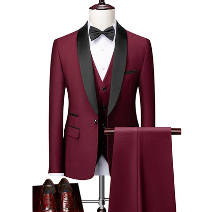 Men's 3 PC (Jacket+Pant+Vest) Polyester Viscose Wedding Party Tuxedo (9 Colors)