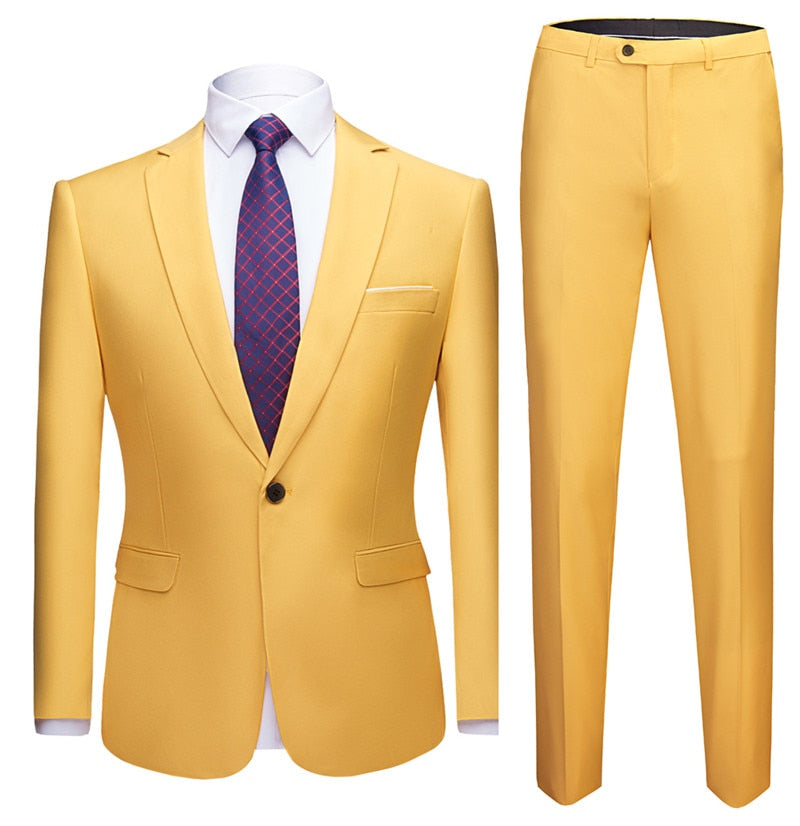 Men's 1 Button 2 pc (Jacket+Pant) Poly Viscose Business Dress Suit - Collection 1 (6 Colors)