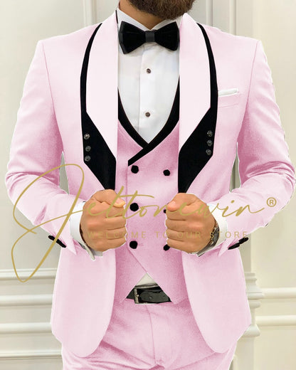 Men's Fashion Wedding Slim Fit 3 Piece Groom Tuxedo Suit - Collection 3 (7 colors)