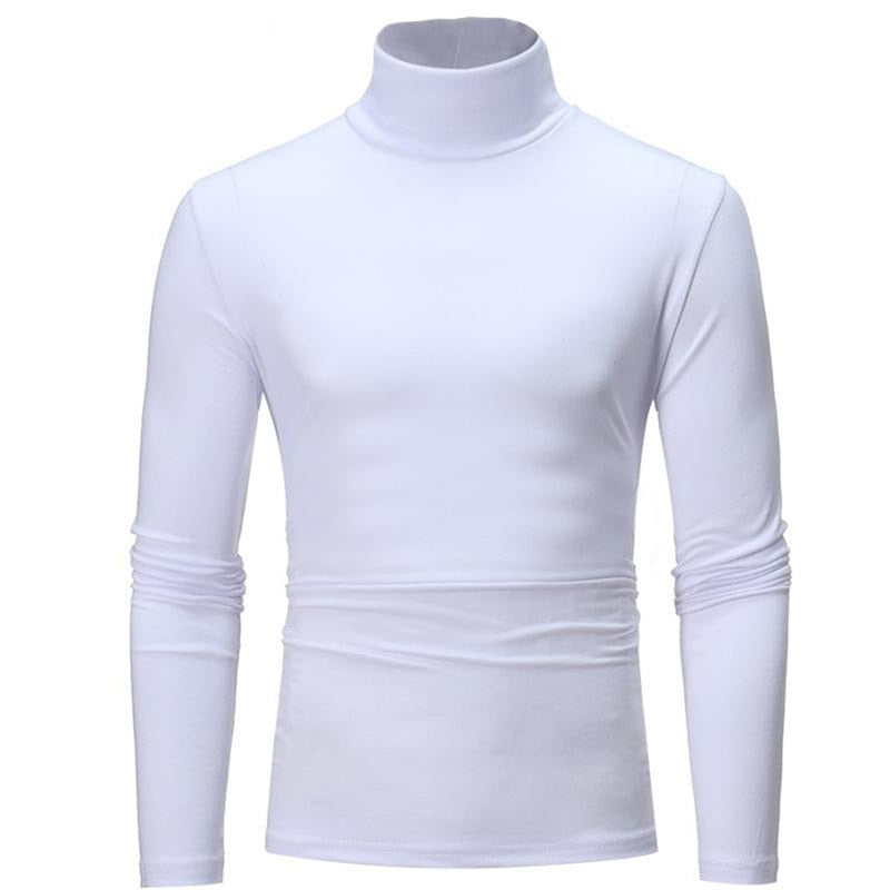 Men's Casual Slim Fit Basic Turtleneck High Collar & Round Neck Pullover (15 Options)