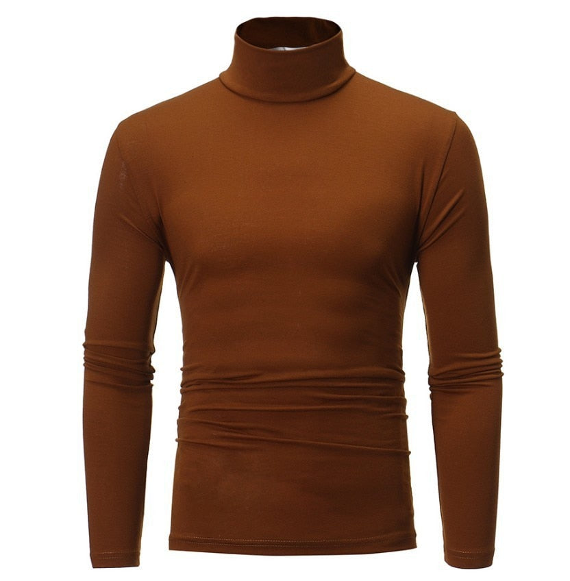 Men's Casual Slim Fit Basic Turtleneck High Collar & Round Neck Pullover (15 Options)