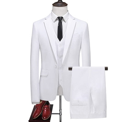 Men's 3 PC (Jacket+Pant+Vest) Poly Viscose Business Formal Solid color Suit - Collection 2 (3 Colors)