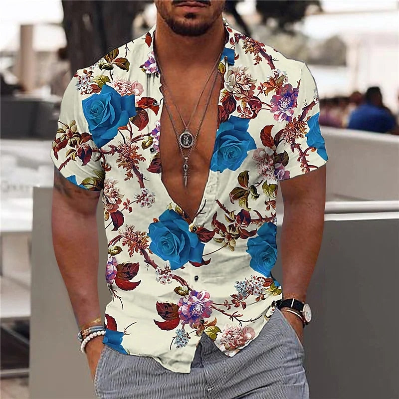 Men's 3d Printed Hawaiian Beach Short Sleeve Fashion Shirts - Collection 3 (9 Styles)