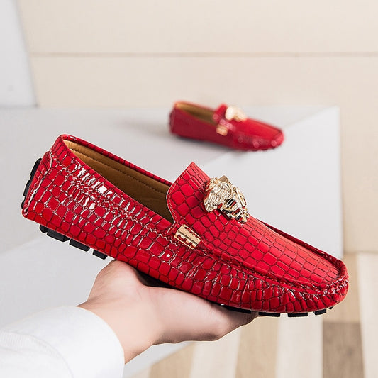 Unisex Patent Leather Snake Pea Moccasin Loafers (6 colors)