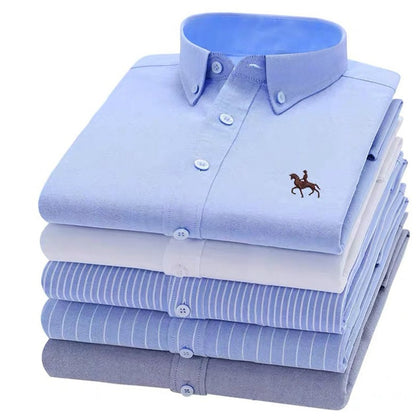 Men's 100% Cotton Solid Oxford Long Sleeve Shirt With Pockets - Collection 3 (9 Colors)