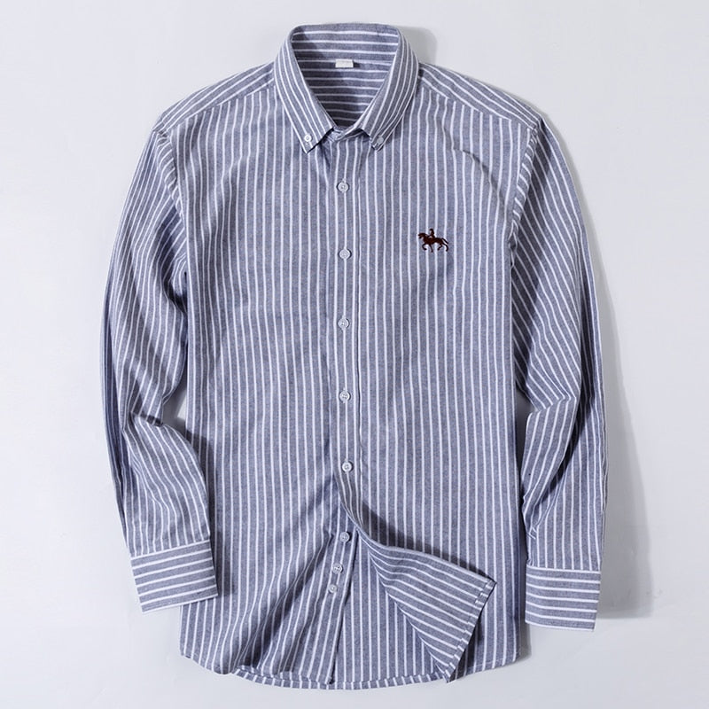 Men's 100% Cotton Oxford Solids Long Sleeve Shirt - Collection 2 (7 Colors)