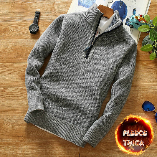 Men's Fleece lined Thicker Turtleneck Half Zipper Sweater (4 Colors)