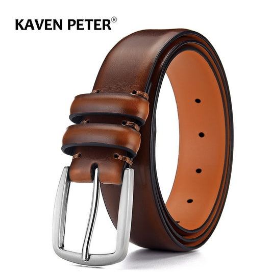 Men's Luxury Designer Cowskin Genuine Leather Strap Pin Buckle Belt (6 Styles)