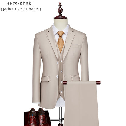 Men's 3 piece slim solid color business office suit (Jacket+Pant+Vest) - Collection 2 (7 Colors)