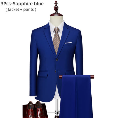 Men's 2 piece slim solid color business office suit (Jacket+Pant) - Collection 2 (7 Colors)