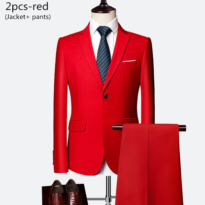 Men's 2 piece slim solid color business office suit (Jacket+Pant) - Collection 1 (7 Colors)