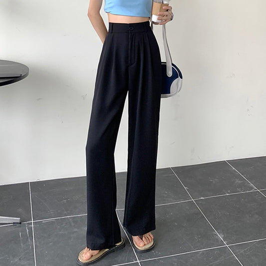Women's Solid Color Loose Straight Wide Leg High Waist Pants (6 Colors)