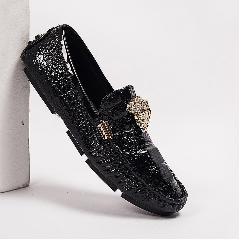 Unisex Patent Leather Snake Pea Moccasin Loafers (6 colors)