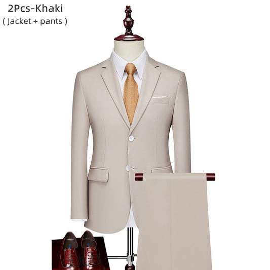 Men's 2 piece slim solid color business office suit (Jacket+Pant) - Collection 1 (7 Colors)