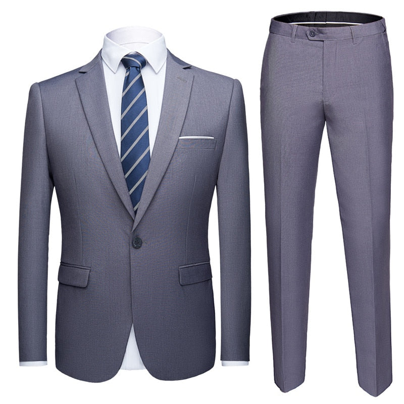 Men's 1 Button 2 pc (Jacket+Pant) Poly Viscose Business Dress Suit - Collection 1 (6 Colors)