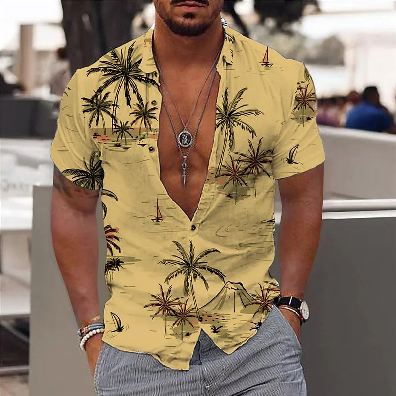 Men's 3d Printed Hawaiian Beach Short Sleeve Fashion Shirts - Collection 3 (9 Styles)