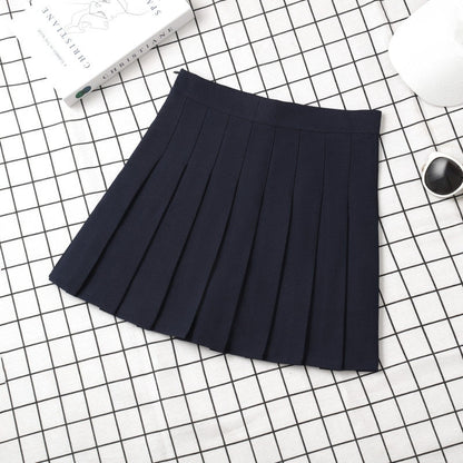 Women's Solid High Waist Mini Pleated School Girl Skirts (8 Colors)