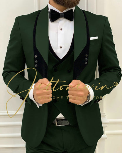 Men's Fashion Wedding Slim Fit 3 Piece Groom Tuxedo Suit - Collection 1 (8 colors)