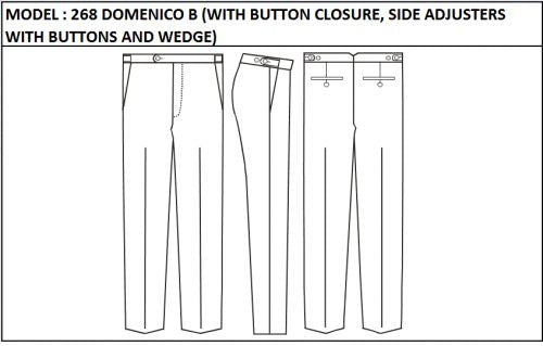 SLIM PANT -  MODEL_268_DOMENICO_B_BUTTON_CLOSURE_SIDE_ADJUSTERS_WITH_BUTTONS_AND_WEDGE