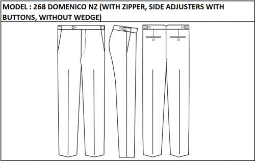SLIM PANT -  MODEL_268_DOMENICO_NZ_WITH_ZIPPER_SIDE_ADJUSTERS_WITH_BUTTONS_WITHOUT_WEDGE