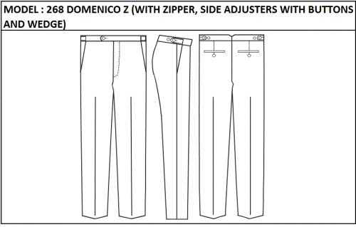 SLIM PANT -  MODEL_268_DOMENICO_Z_WITH_ZIPPER_SIDE_ADJUSTERS_WITH_BUTTONS_AND_WEDGE