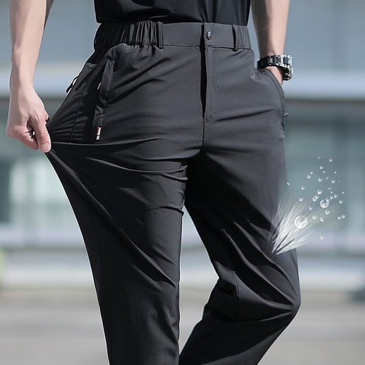 Men's Ice Silk Stretch Quick Dry Elastic Band Breathable Straight Leg Pants (4 Colors)
