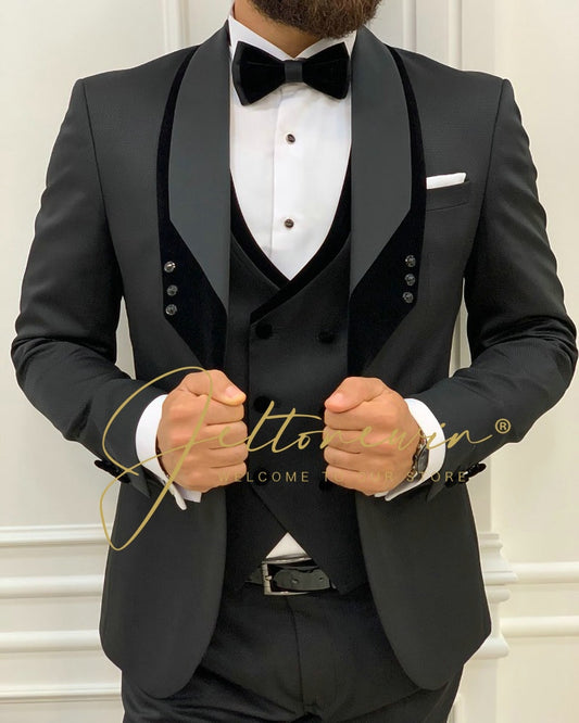 Men's Fashion Wedding Slim Fit 3 Piece Groom Tuxedo Suit - Collection 1 (8 colors)