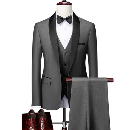 Men's 3 PC (Jacket+Pant+Vest) Polyester Viscose Wedding Party Tuxedo (9 Colors)