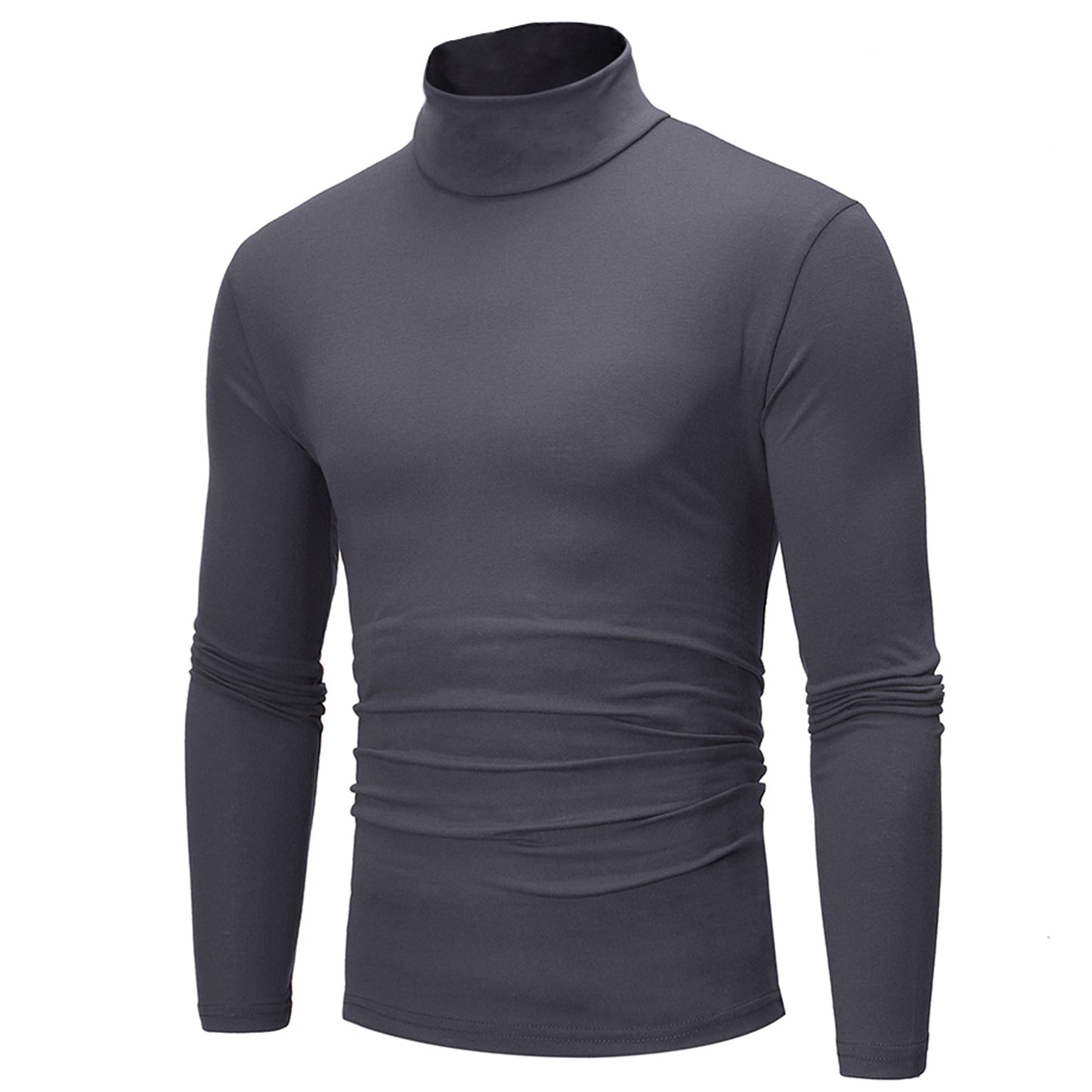 Men's Casual Slim Fit Basic Turtleneck High Collar & Round Neck Pullover (15 Options)