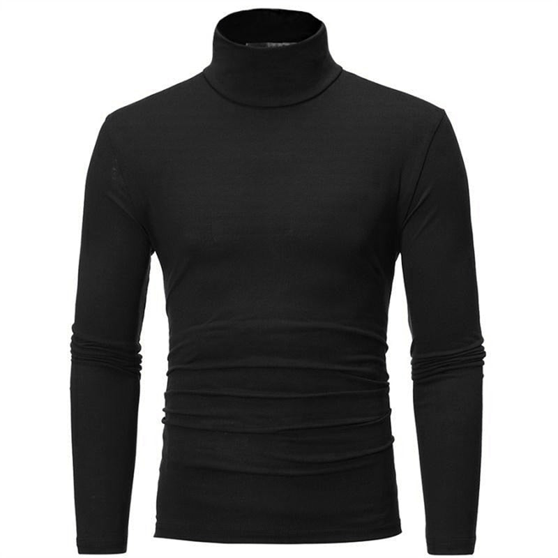 Men's Casual Slim Fit Basic Turtleneck High Collar & Round Neck Pullover (15 Options)