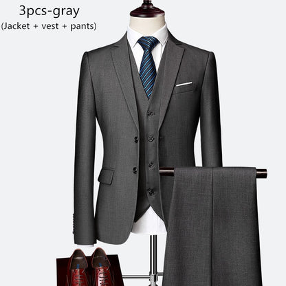 Men's 3 piece slim solid color business office suit (Jacket+Pant+Vest) - Collection 1 (7 Colors)