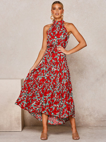Women's Sexy Halter Polka Dot Strapless Sleeveless Long Dress  (12 Colors / Styles)