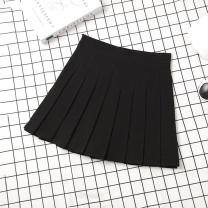 Women's Solid High Waist Mini Pleated School Girl Skirts (8 Colors)